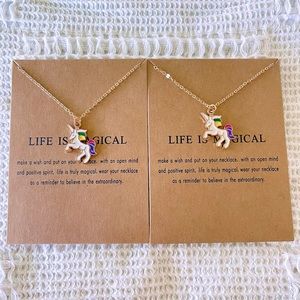NWT Set-Of-2 Gold Unicorn Charm Necklaces